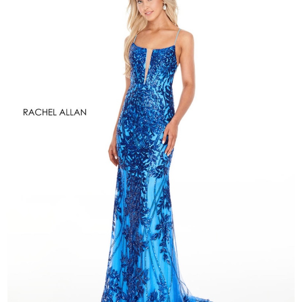 NWT Rachel Allen royal blue prom dress size 12 not altered